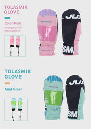 Tolasmik Snowboard Mittens with Wrist Bands Protection