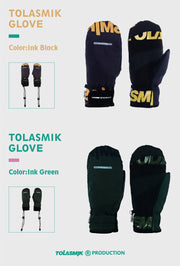 Tolasmik Snowboard Mittens with Wrist Bands Protection