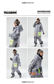 Tolasmik Fashion Snow Suit with A Hooded Jacket and A Length Adjustable Pants