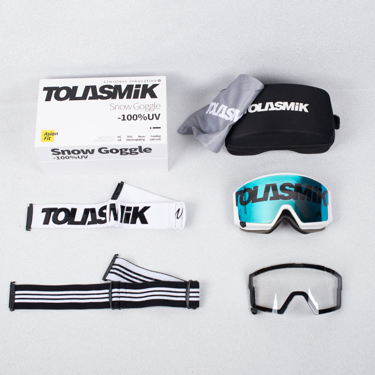 Tolasmik Ski Goggles Anti-fog Magnetic Replaceable Lens